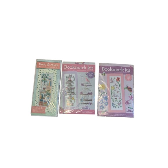 The World of Cross Stitching Cross stitch Bookmark Making Kit Lot of 3 Crafty - Picture 1 of 4
